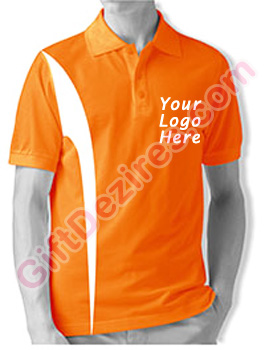 Designer Orange and White Color Printed Logo T Shirts